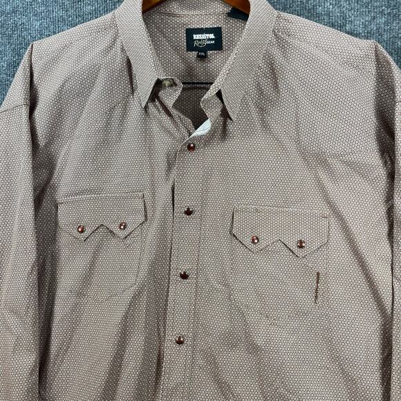 Resistol Rodeo Gear Pearl Snap Shirt Men's XXL Beige Geometric Allover Sawtooth - Picture 4 of 13